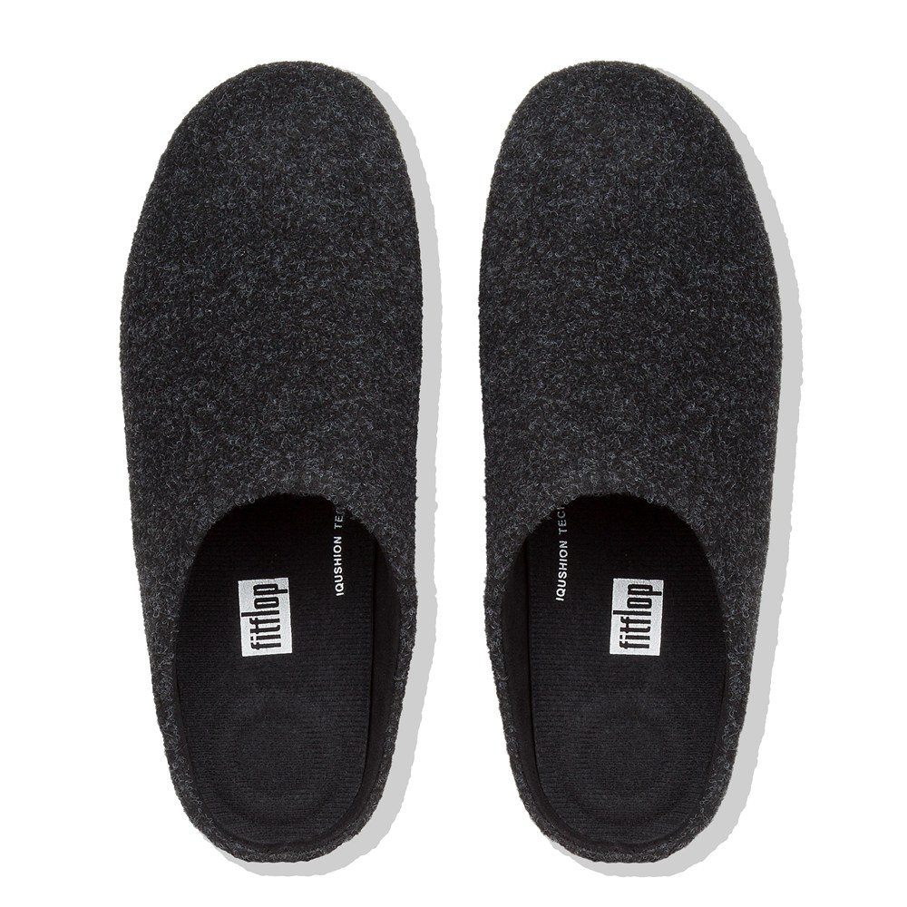 Fitflop Womens Slippers Black - Chrissie Felt - 90ADOSGYZ